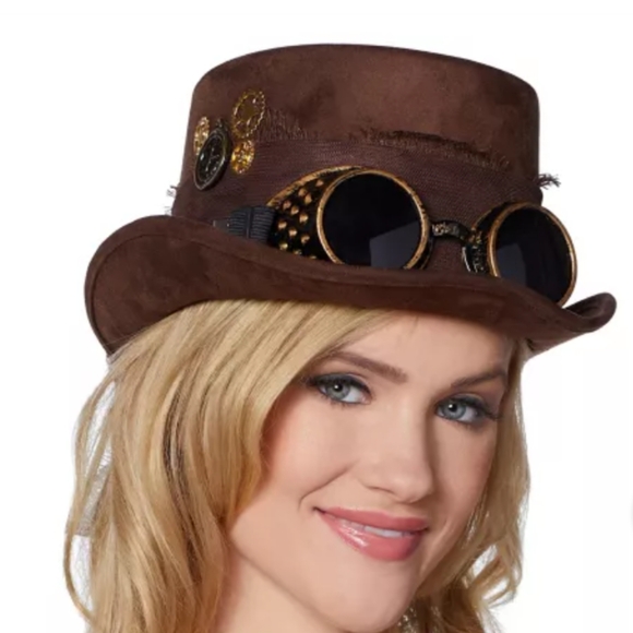 Steampunk Googles Party/Halloween Unisex Brown Hat Sizes OS - Picture 1 of 11